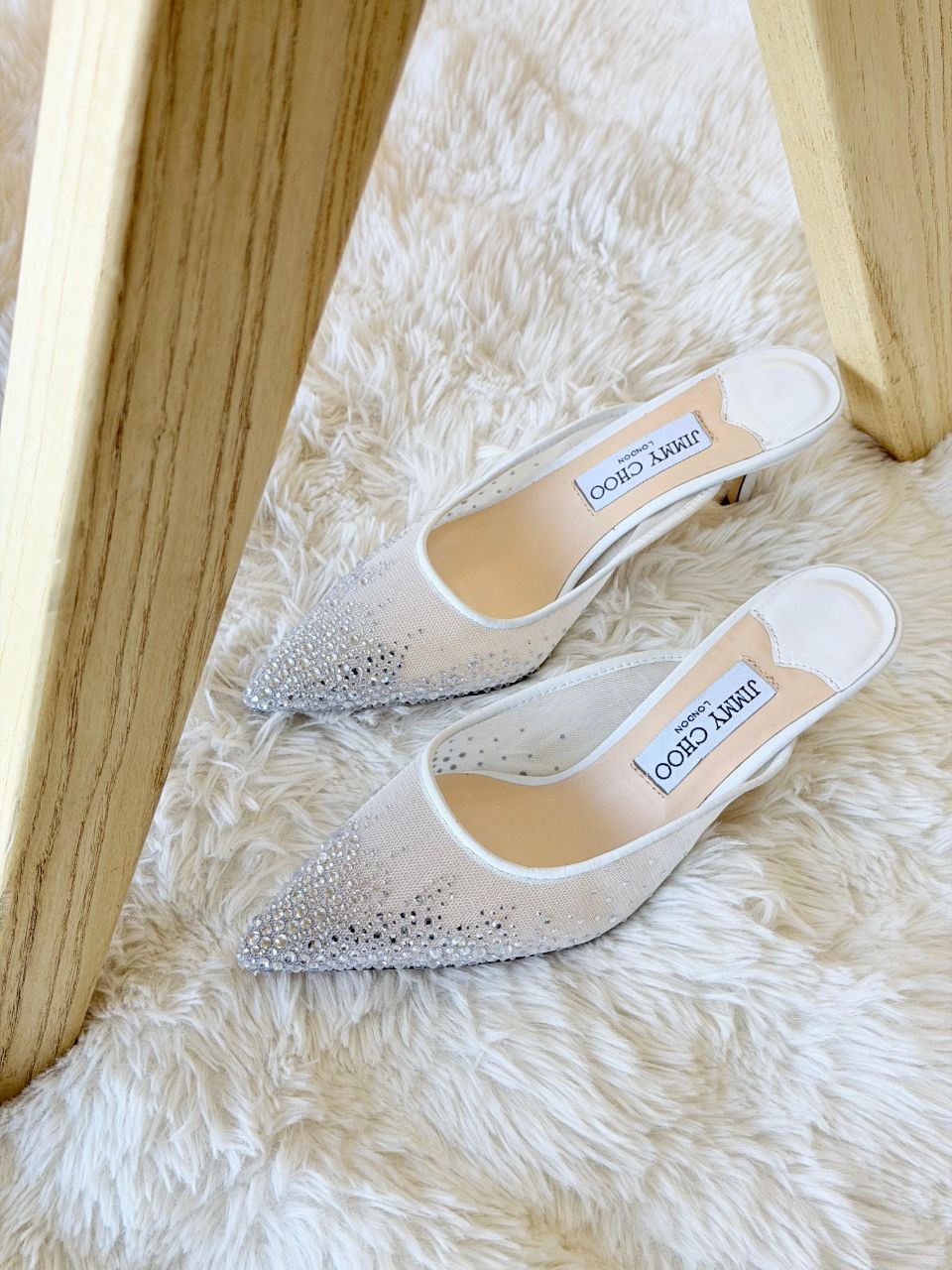 Jimmy Choo Vivi 65 Crystal Mesh Mules