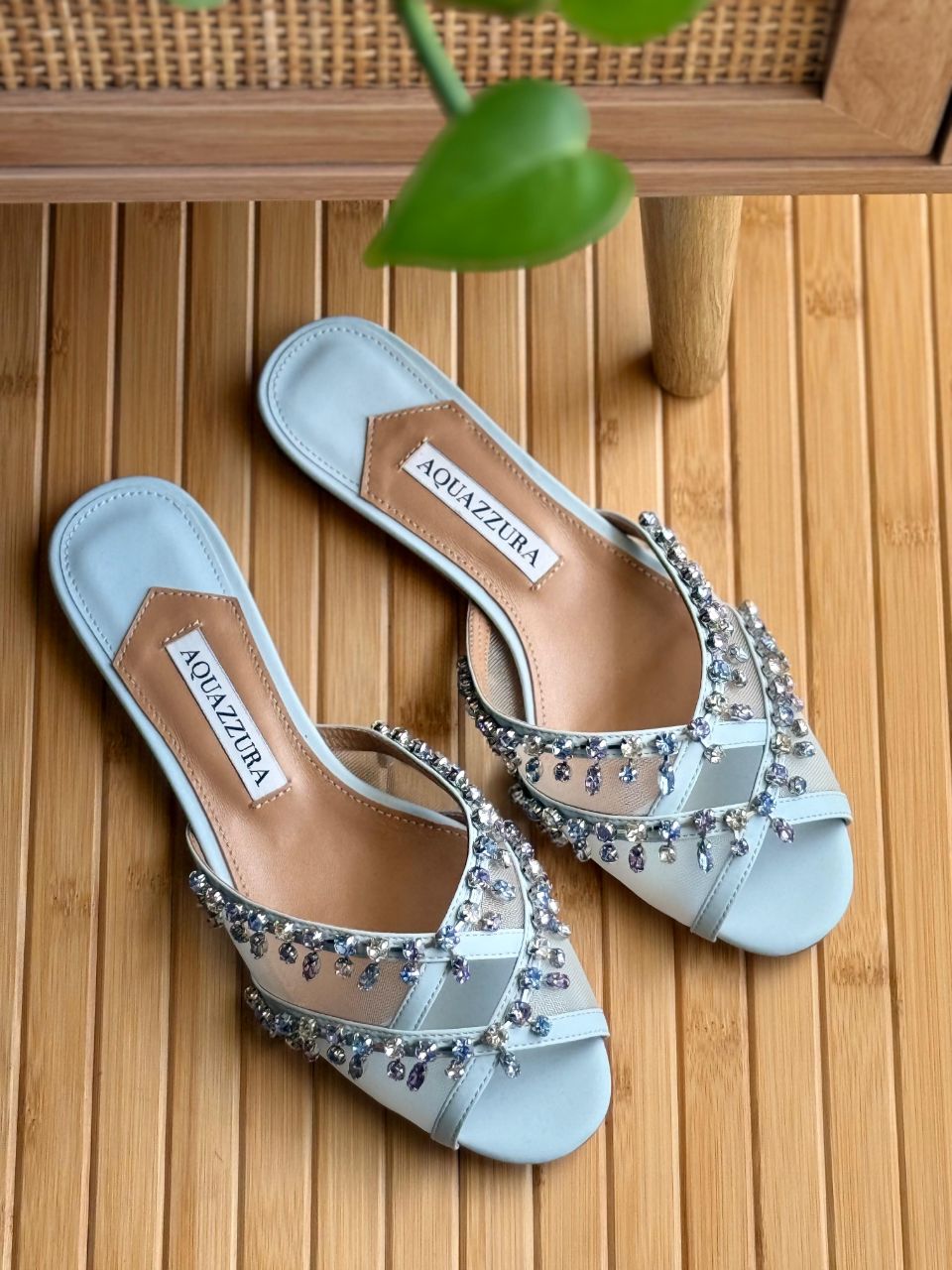 Aquazzura Temptation Crystal Flat Sandals