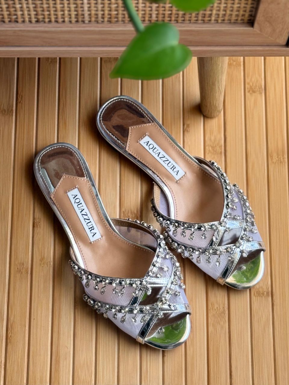 Aquazzura Temptation Crystal Flat Sandals