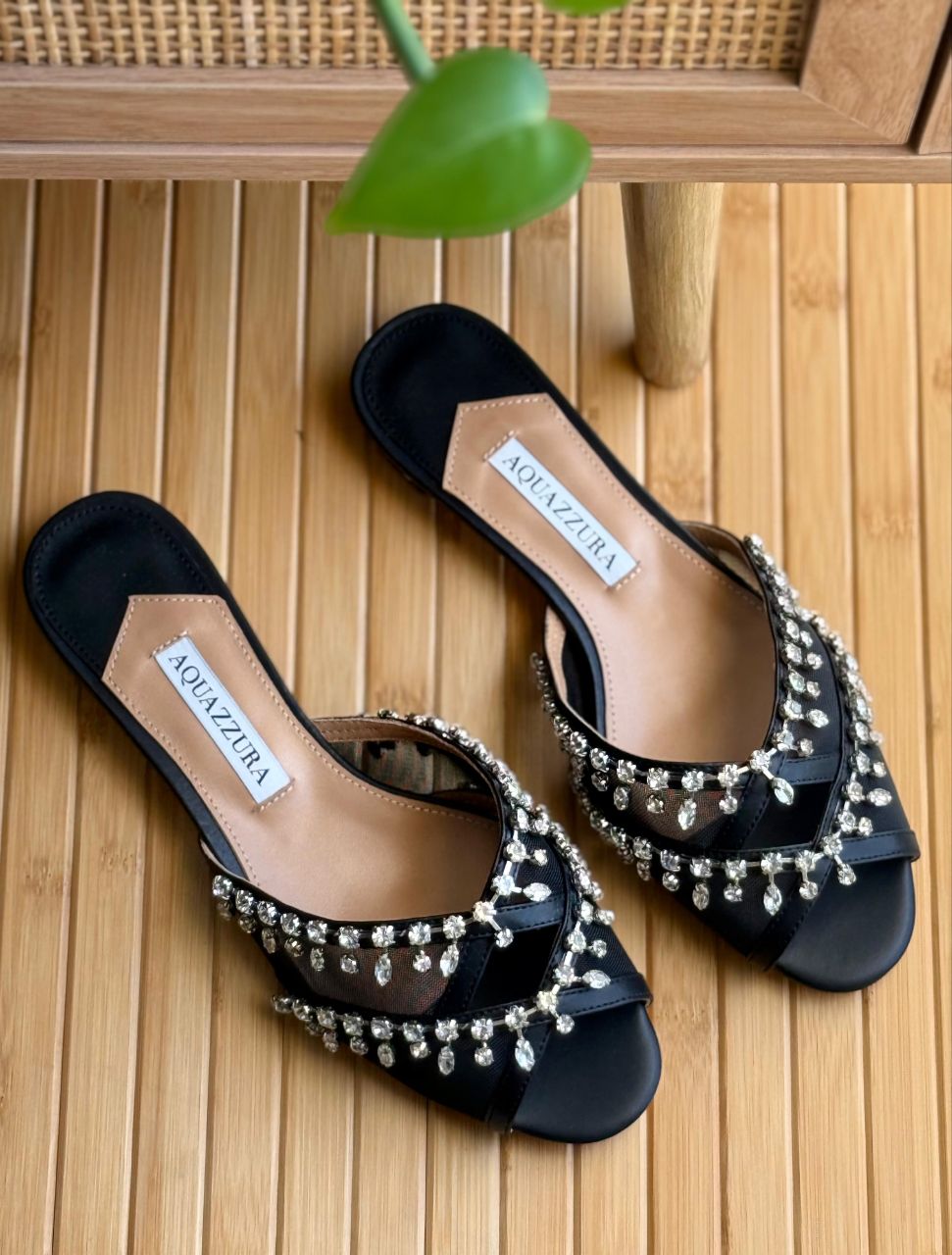 Aquazzura Temptation Crystal Flat Sandals