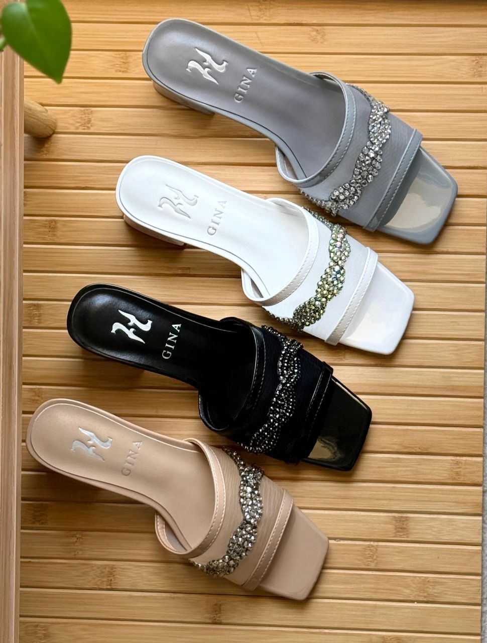 GINA Crystal-Embellished Square-Toe Heeled Sandals