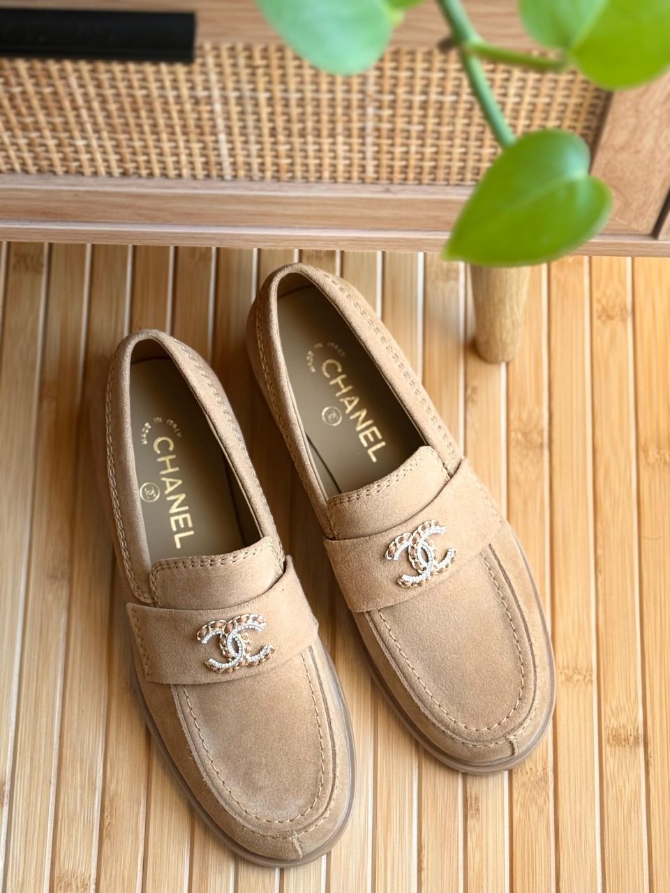 Chanel CC Logo Classic Suede Loafers