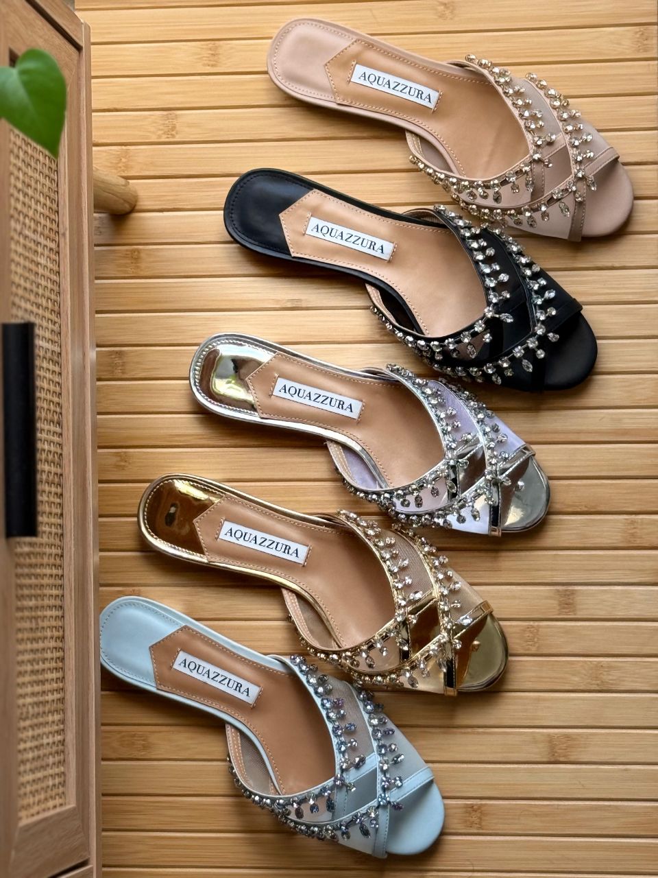 Aquazzura Temptation Crystal Flat Sandals