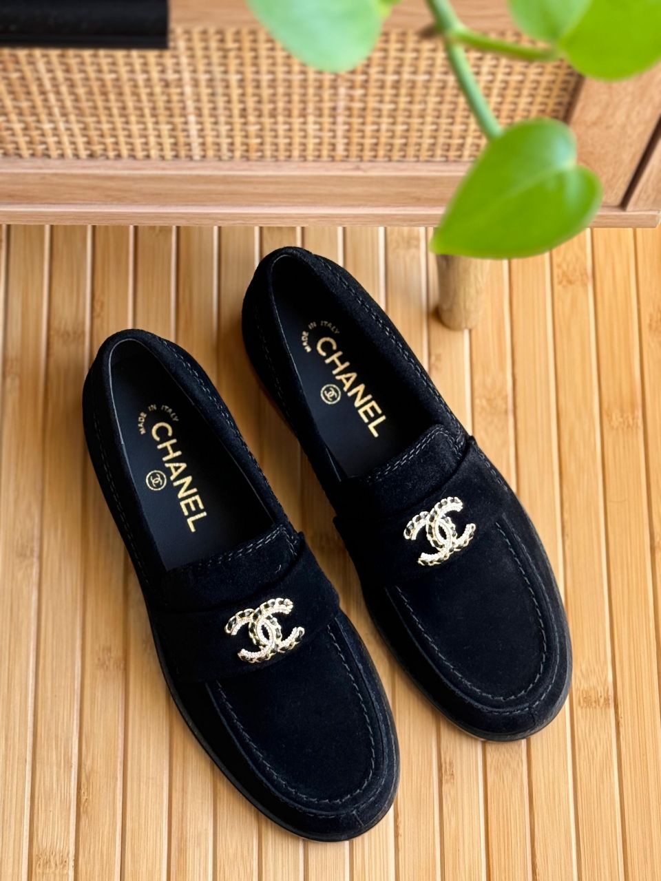 Chanel CC Logo Classic Suede Loafers