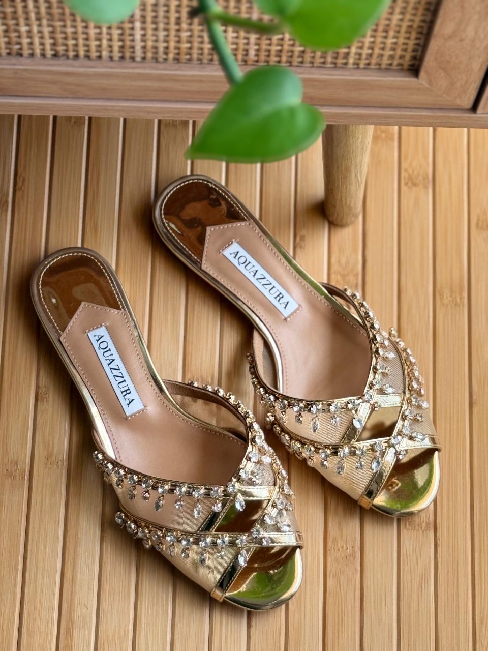 Aquazzura Temptation Crystal Flat Sandals