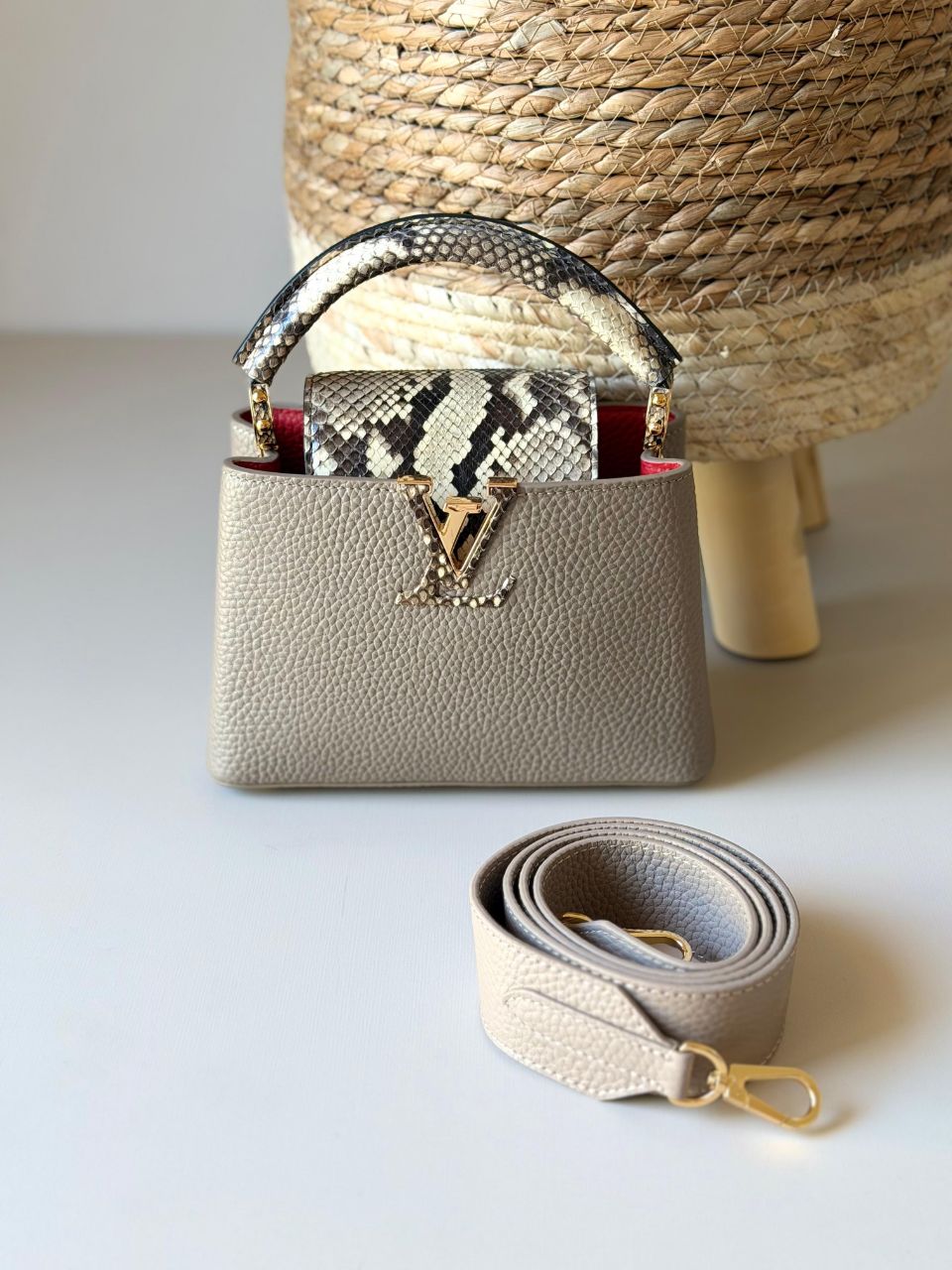 Louis Vuitton Capucines Mini Python Snake Style Bag