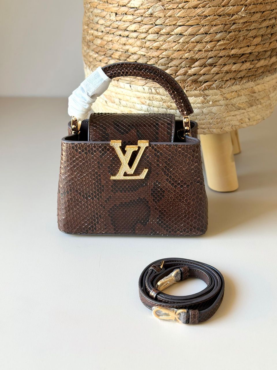 Louis Vuitton Capucines Mini Python Snake Style Bag