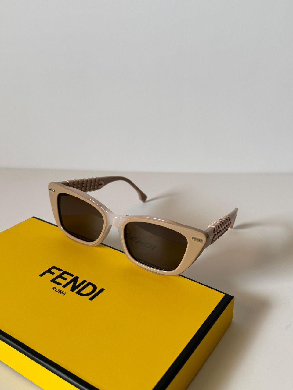 Fendi Braided Temple Sunglasses with Sculpted Acetate Frame