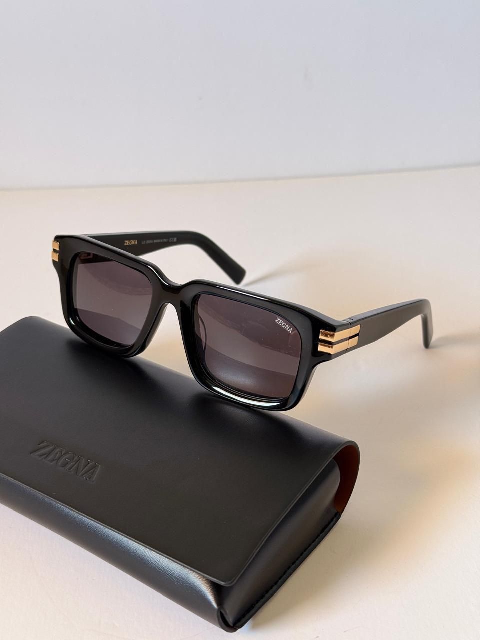 Ermenegildo Zegna Square Full-Rim Acetate Sunglasses