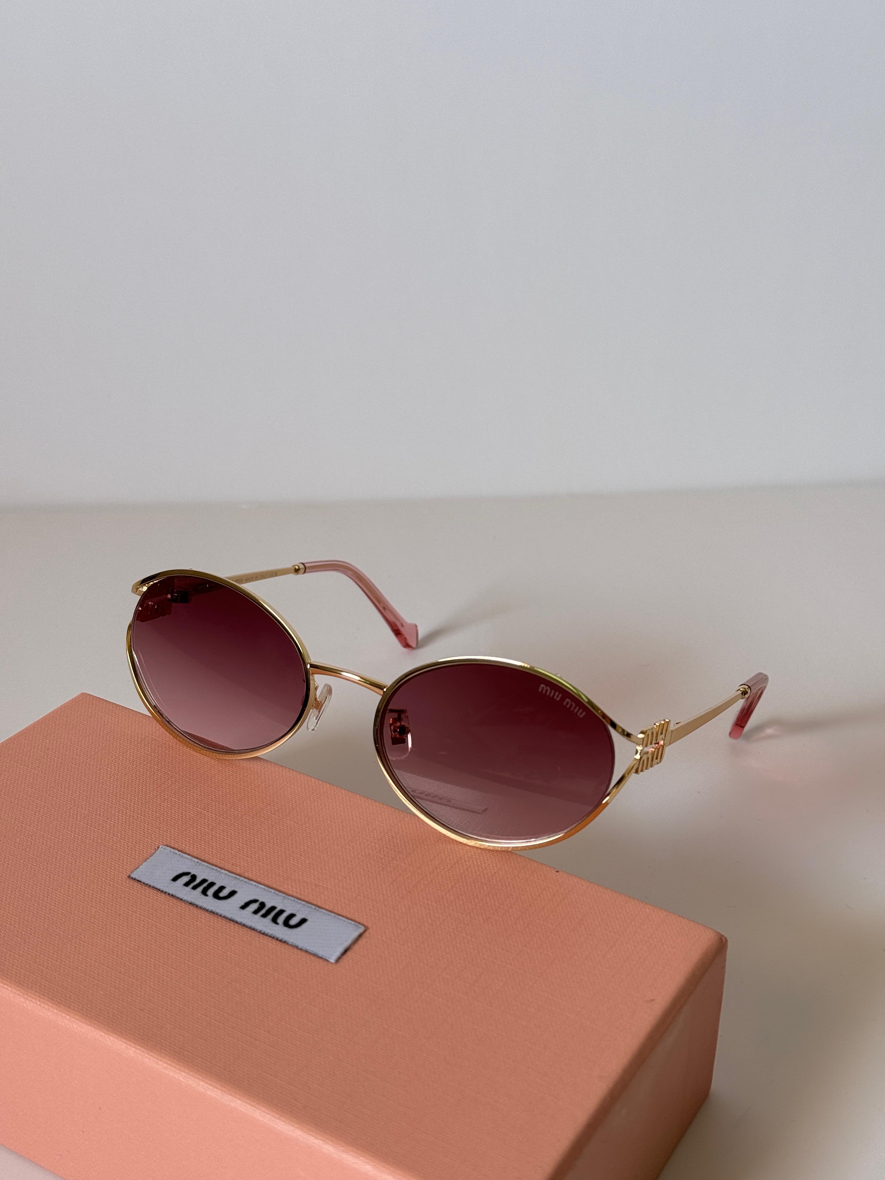 Miu Miu Oval Metal Gradient Sunglasses