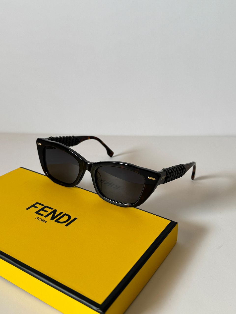 Fendi Braided Temple Sunglasses with Sculpted Acetate Frame
