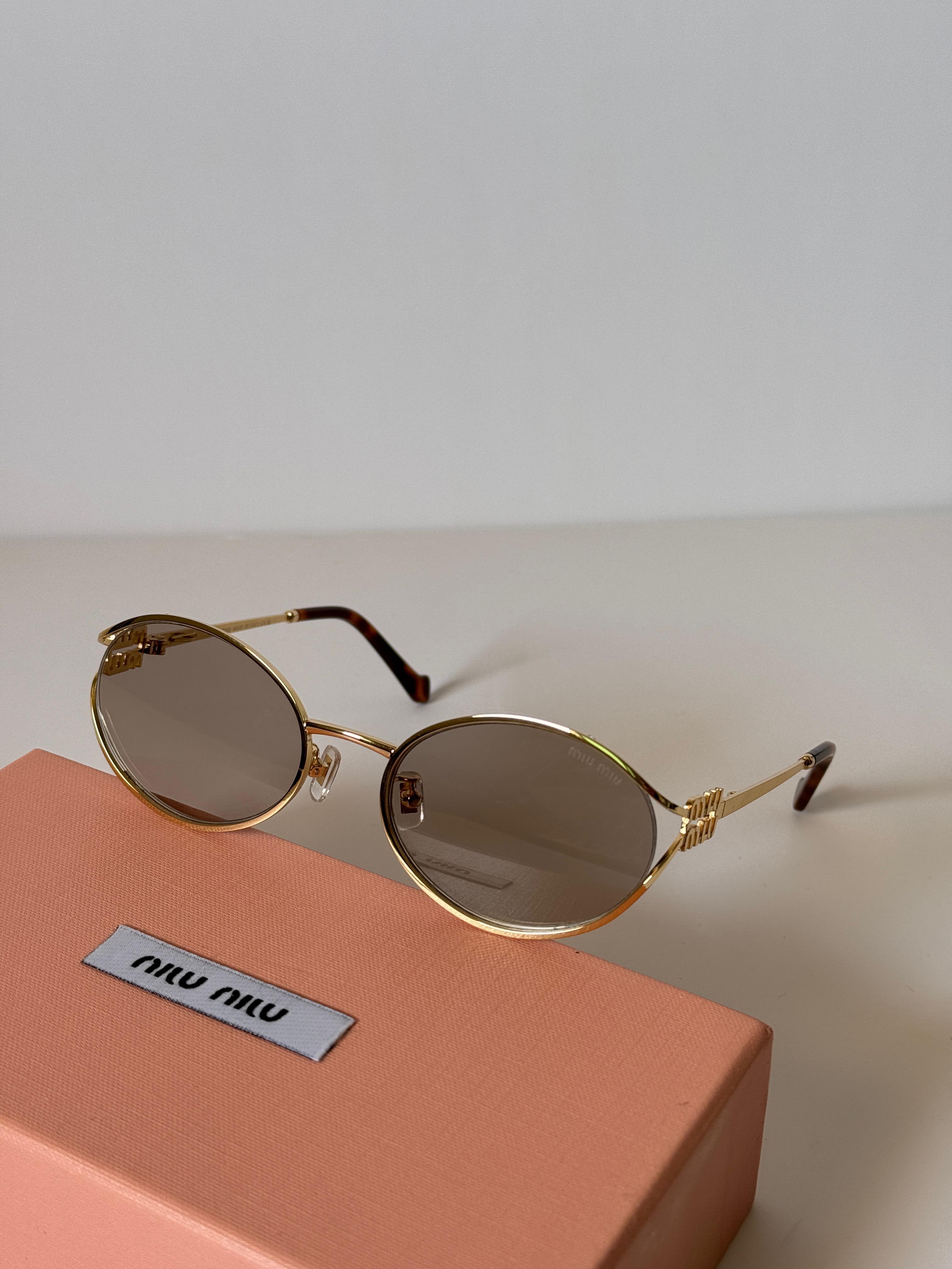 Miu Miu Oval Metal Gradient Sunglasses