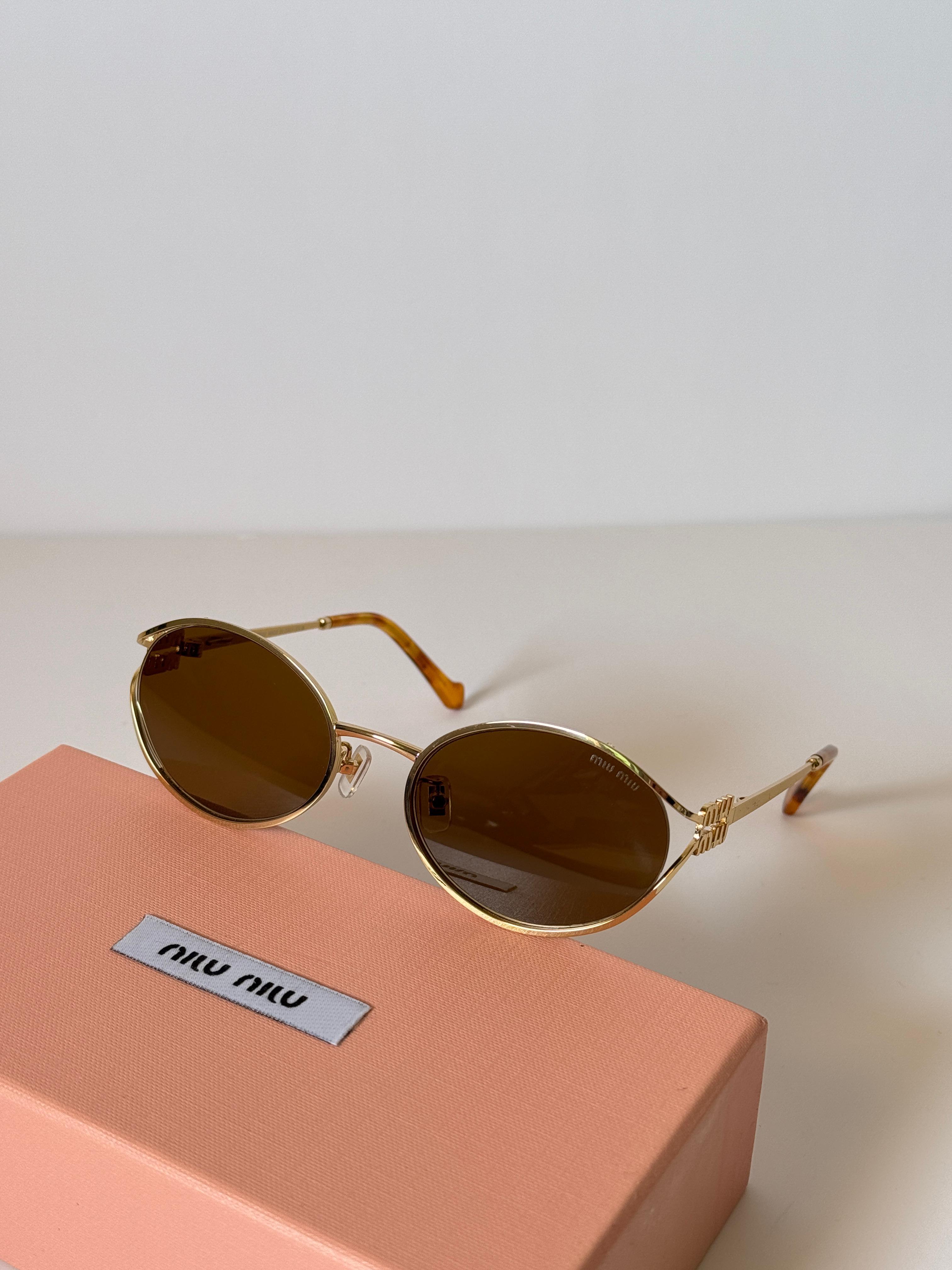 Miu Miu Oval Metal Gradient Sunglasses