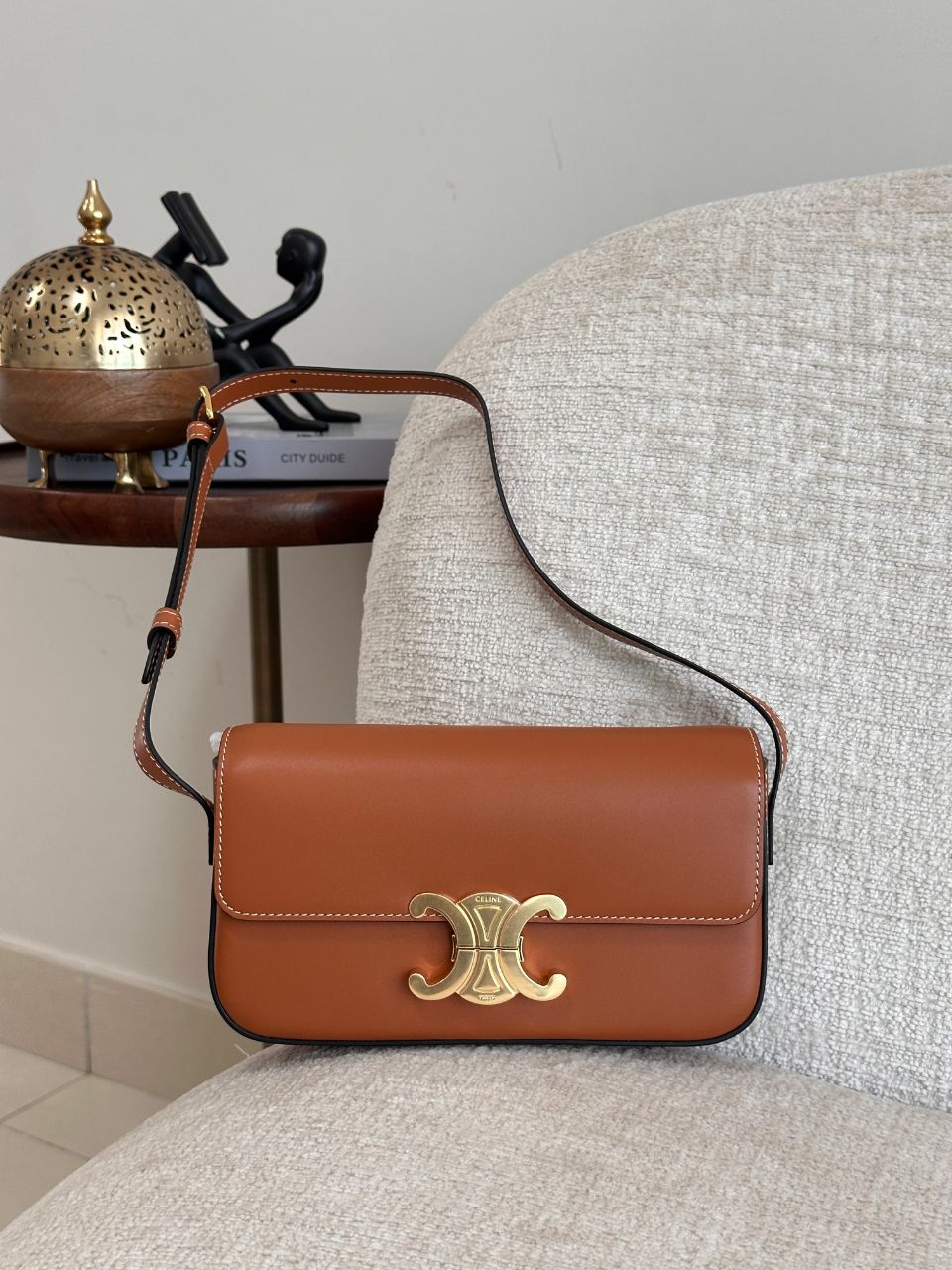 Celine Triomphe Mini Shoulder Bag with Leather Strap