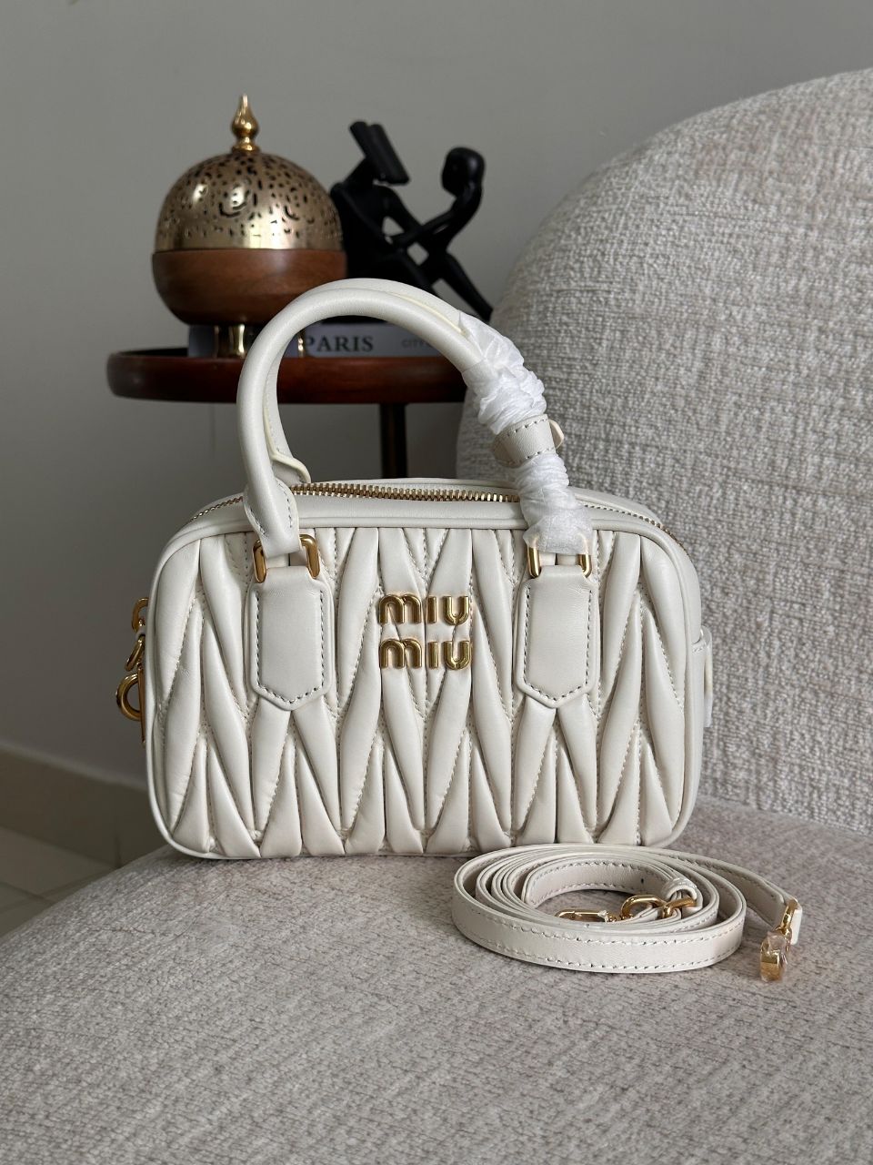Miu Miu Arcadie Mini Matelassé Leather Handbag – Top Handle & Shoulder