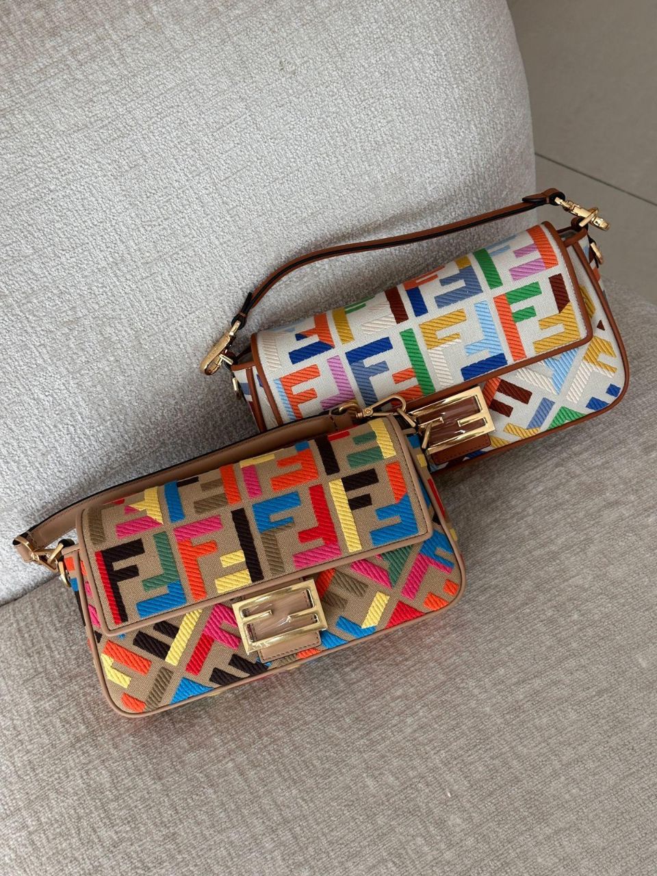 Fendi Baguette FF Pattern Shoulder Bag – Brown & Multicolor Edition