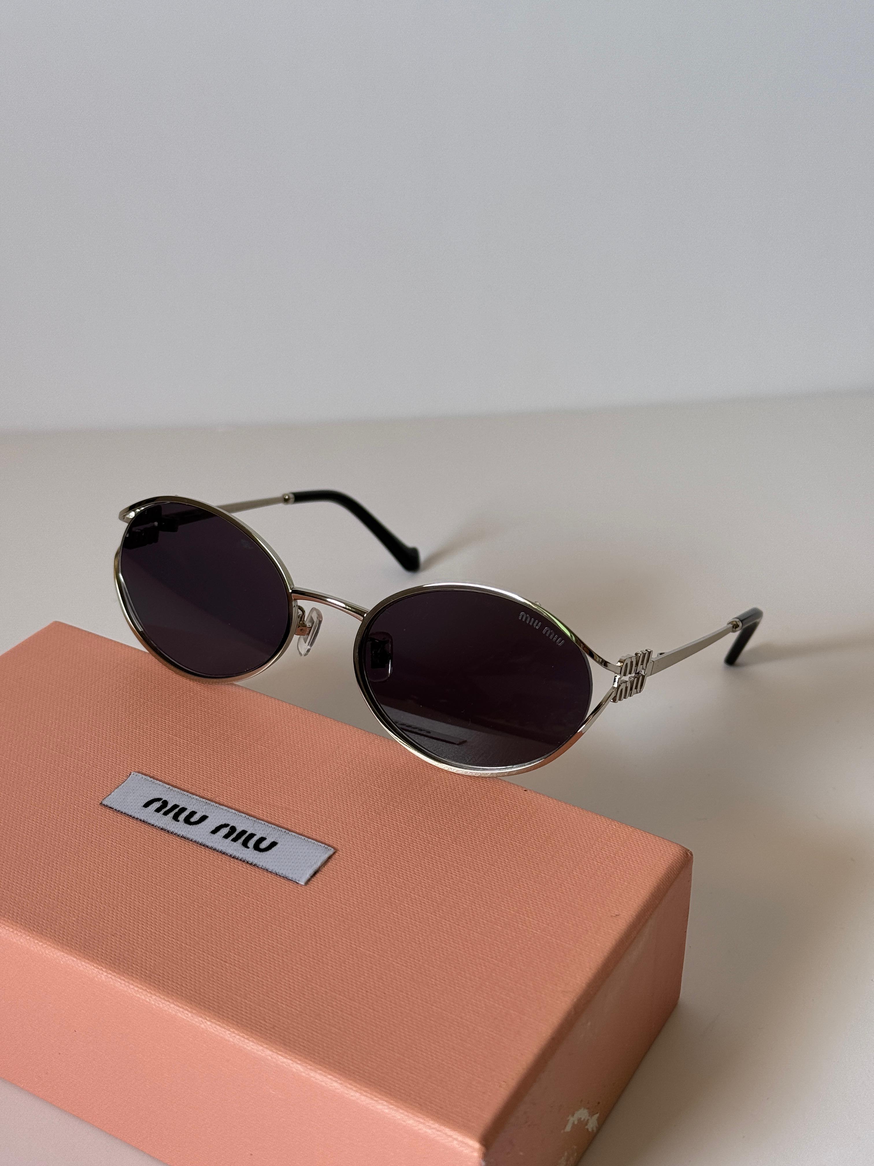 Miu Miu Oval Metal Gradient Sunglasses
