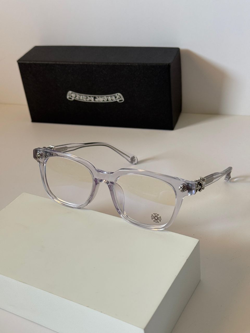 Chrome Hearts Unisex Square Optical Frame with Cross Details