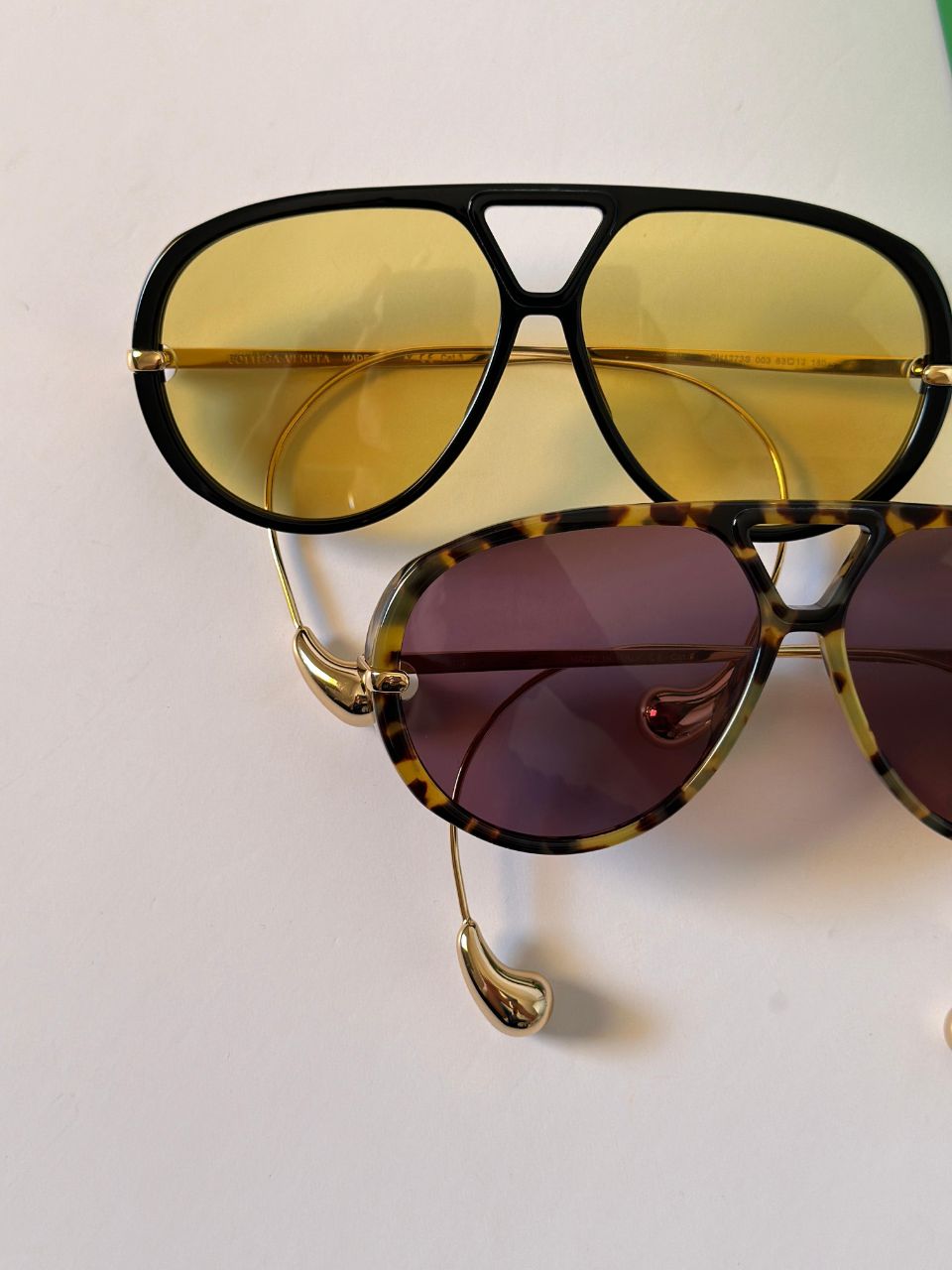 Bottega Veneta Aviator Sunglasses with Metal Temple Detail