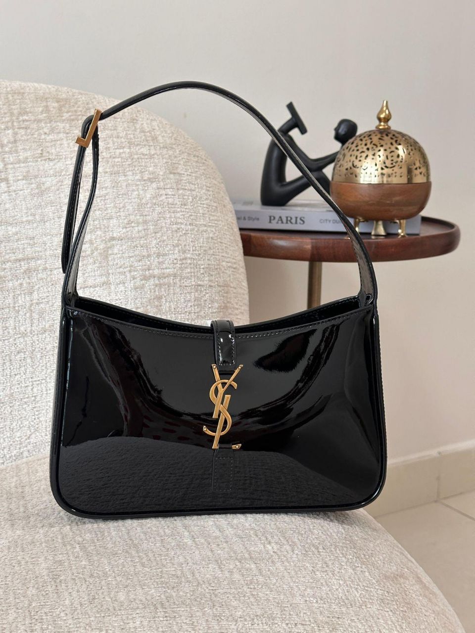 Saint Laurent YSL Cassandre Shoulder Bag – Shiny & Crock Leather Edition