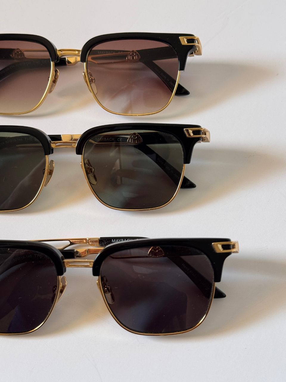 Maybach Square Metal-Acetate Sunglasses with Gold Detail