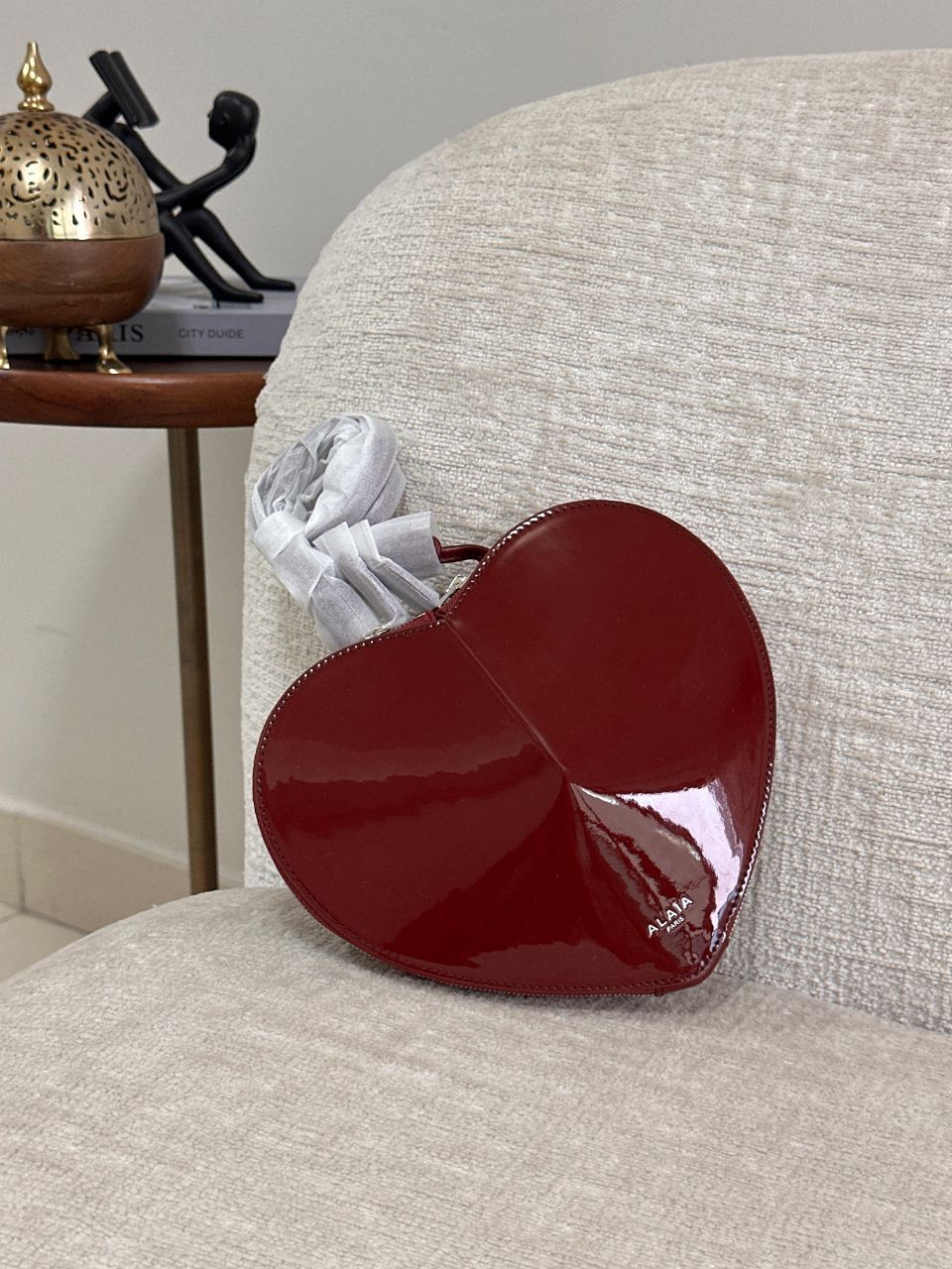 Alaïa Le Coeur Patent Leather Heart-Shaped Shoulder Bag