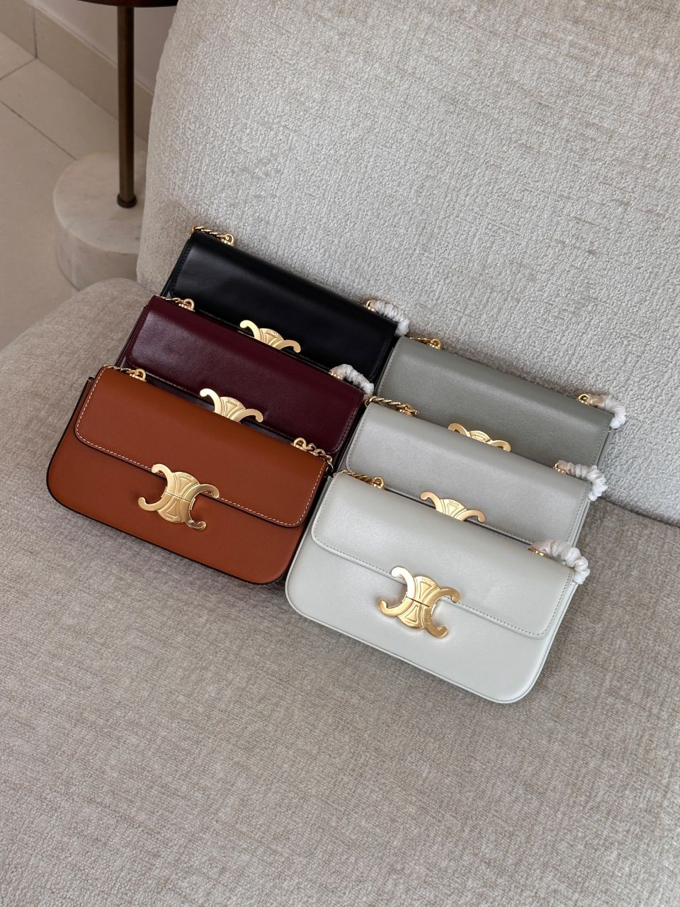 Celine Triomphe Mini Shoulder Bag with Metal Chain Strap