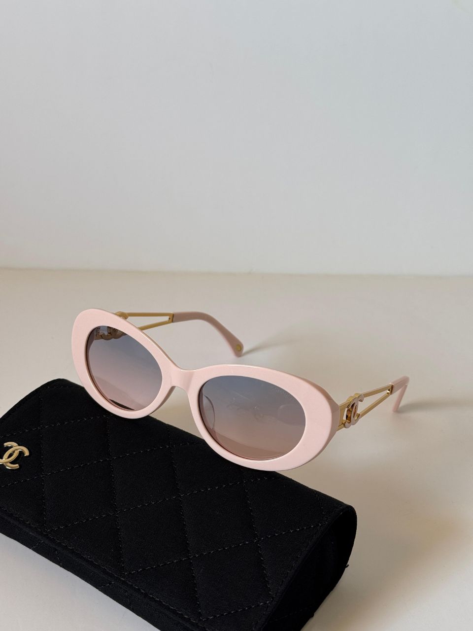 Chanel Oval Sunglasses with CC Logo Temple Design