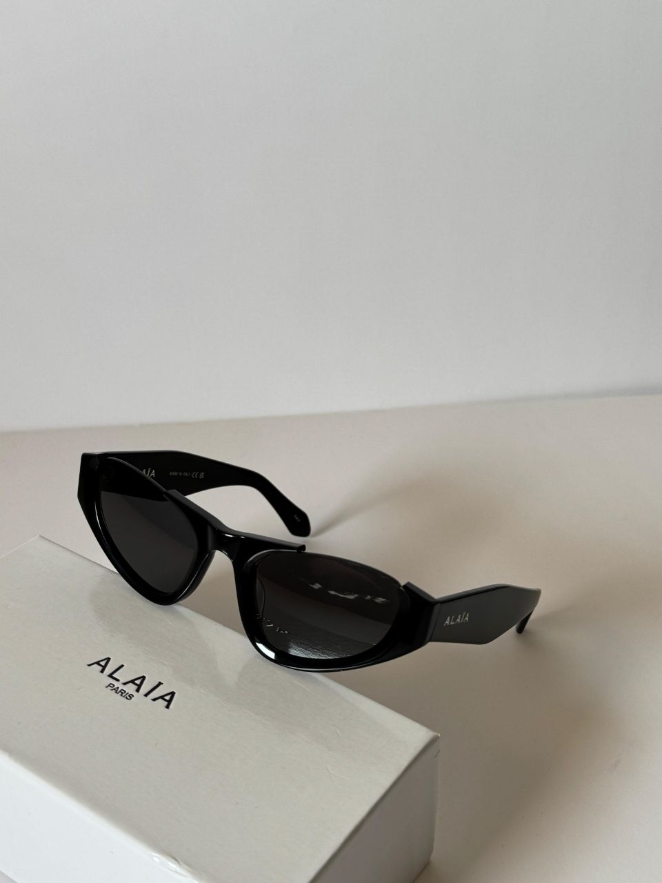 Alaia Sculpted Angular Sunglasses with Bold Acetate Frame