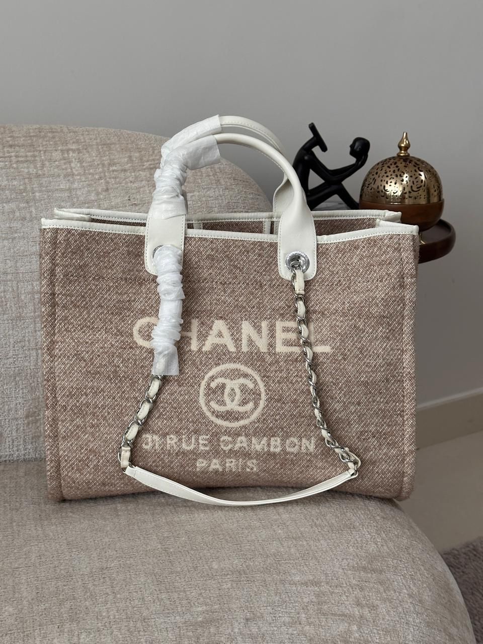 Chanel Deauville Style Tote Bag with Pearl Logo