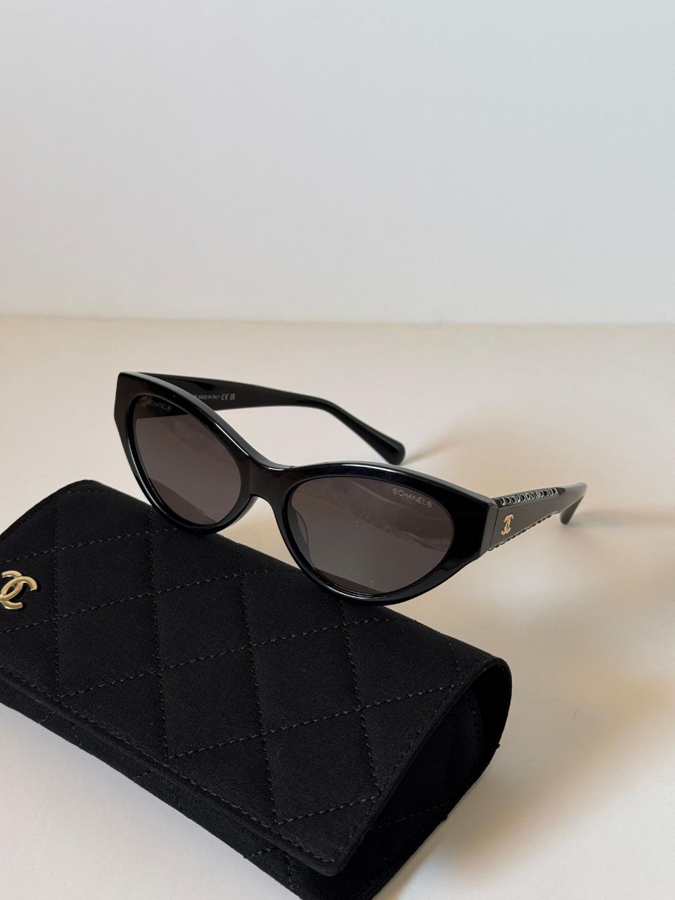 Chanel Cat-Eye Sunglasses with Studded CC Logo Temple