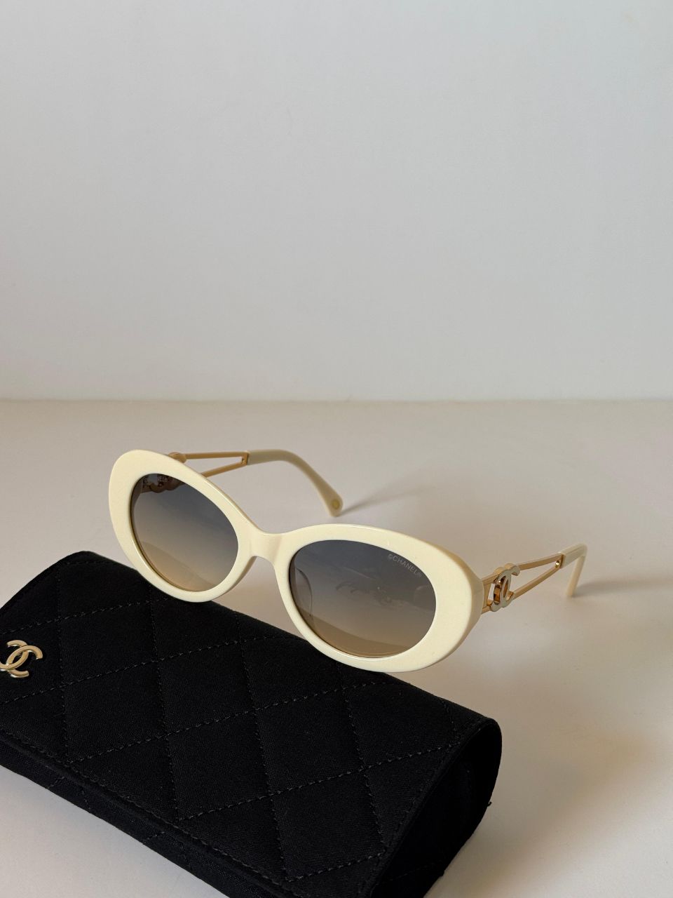Chanel Oval Sunglasses with CC Logo Temple Design