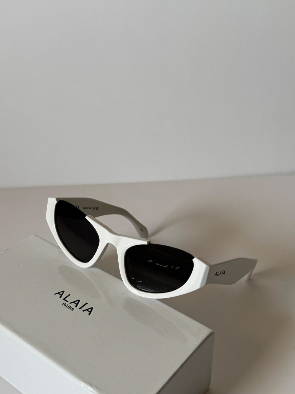 Alaia Sculpted Angular Sunglasses with Bold Acetate Frame