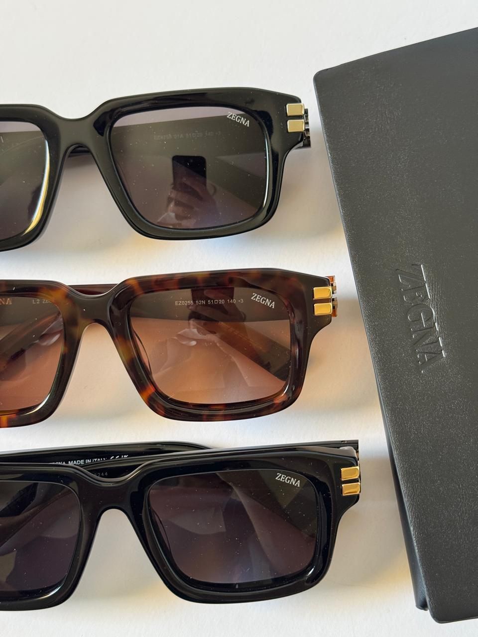 Ermenegildo Zegna Square Full-Rim Acetate Sunglasses