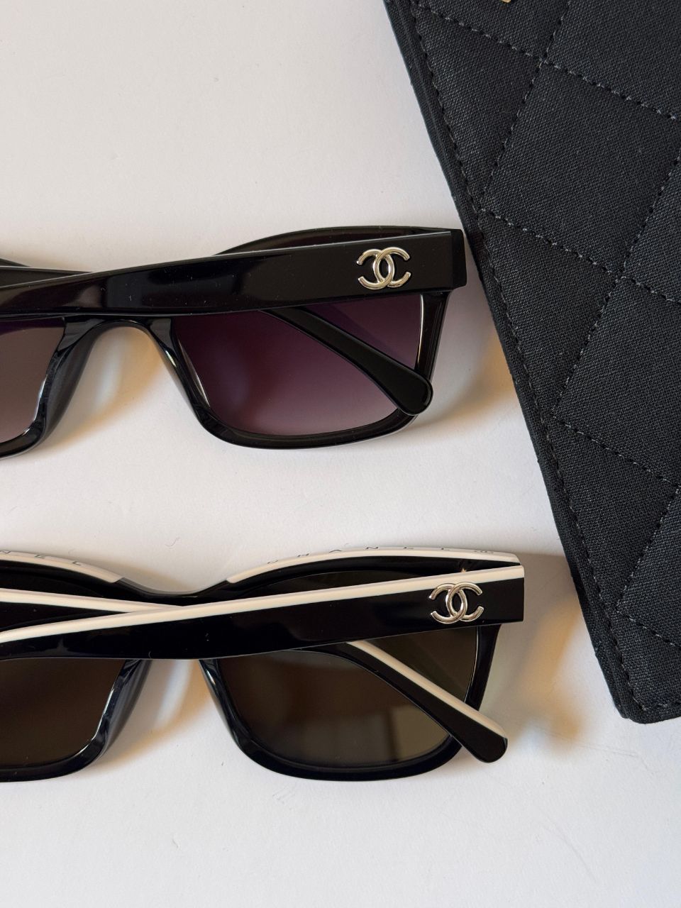 Chanel Rectangular Sunglasses with Metal-Trim Frame and CC Logo