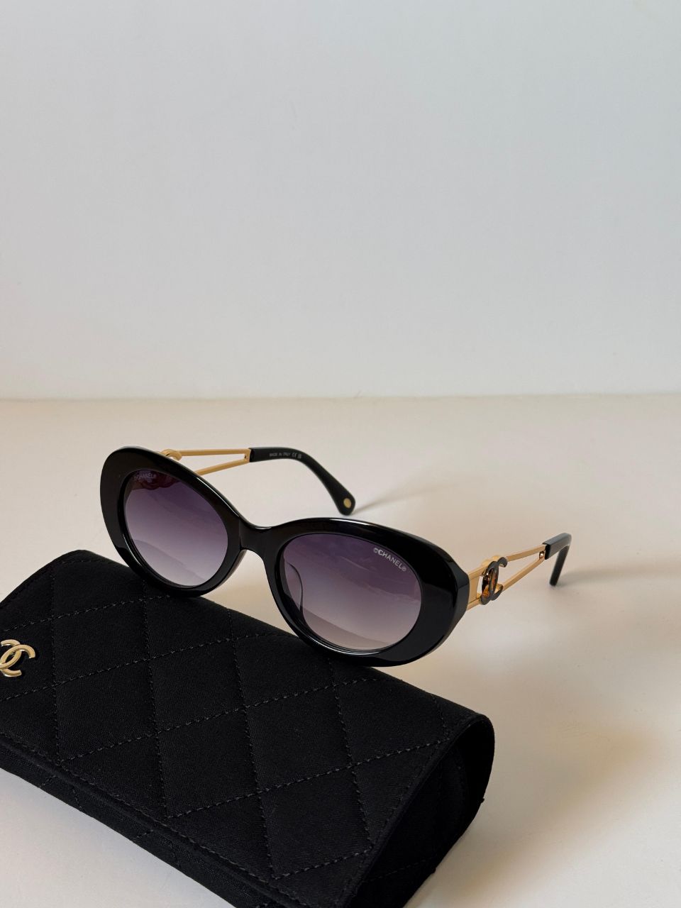 Chanel Oval Sunglasses with CC Logo Temple Design