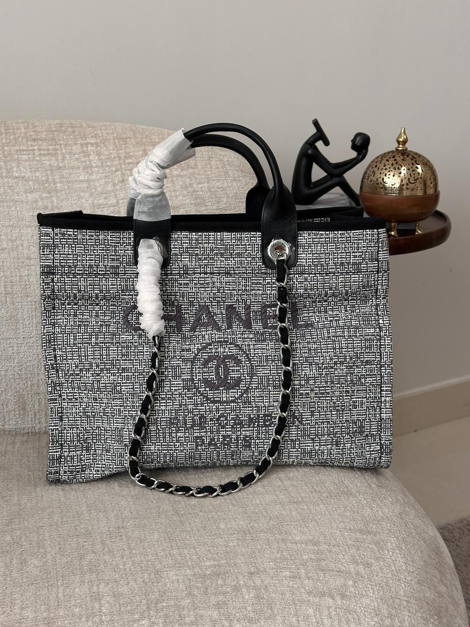 Chanel Deauville Style Tote Bag with Pearl Logo