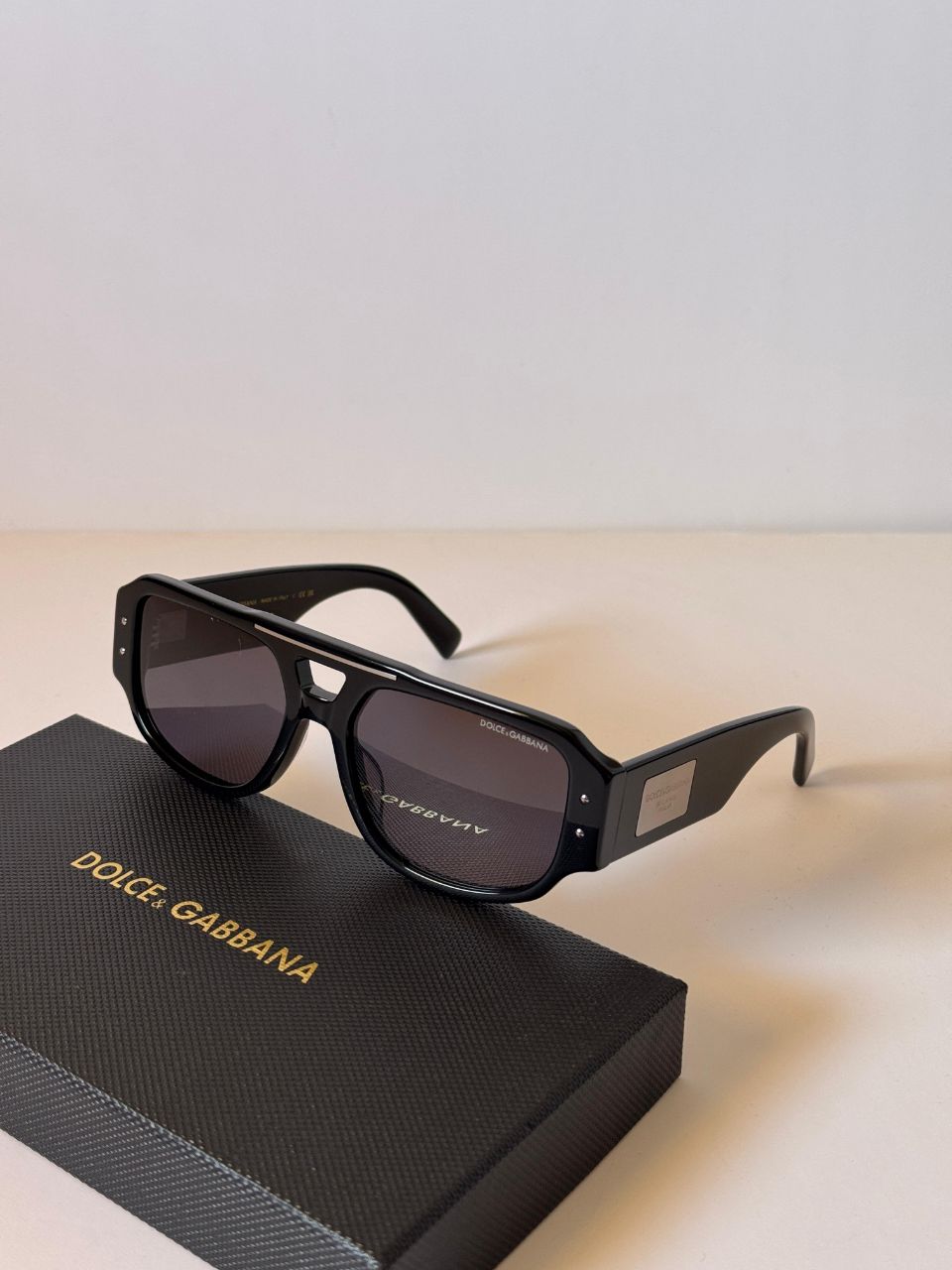 Dolce & Gabbana Rectangular Acetate Sunglasses with Signature Metal Plaque