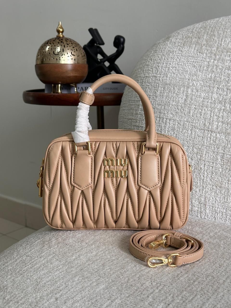 Miu Miu Arcadie Mini Matelassé Leather Handbag – Top Handle & Shoulder