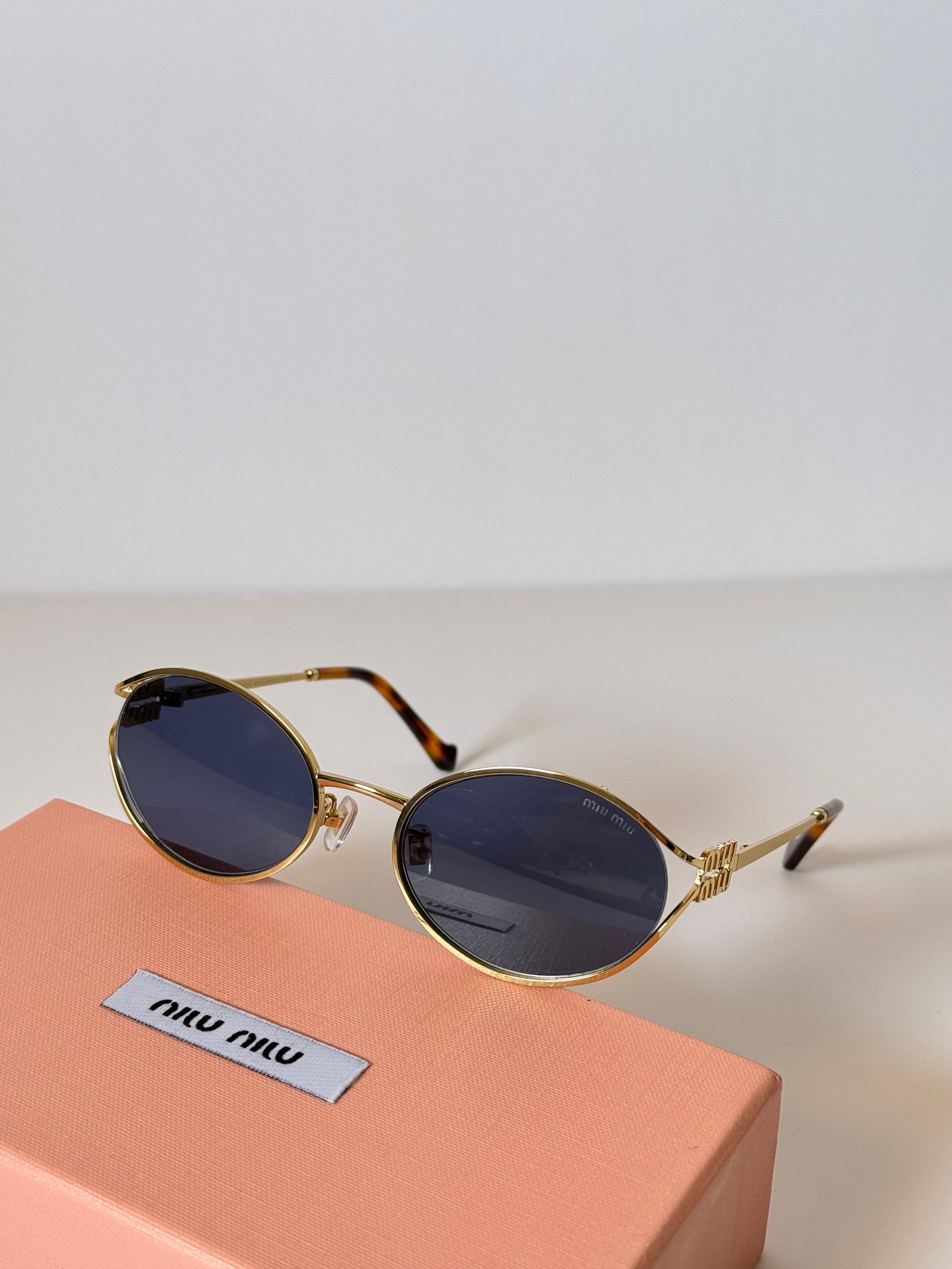 Miu Miu Oval Metal Gradient Sunglasses