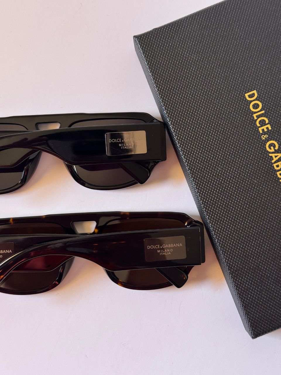 Dolce & Gabbana Rectangular Acetate Sunglasses with Signature Metal Plaque