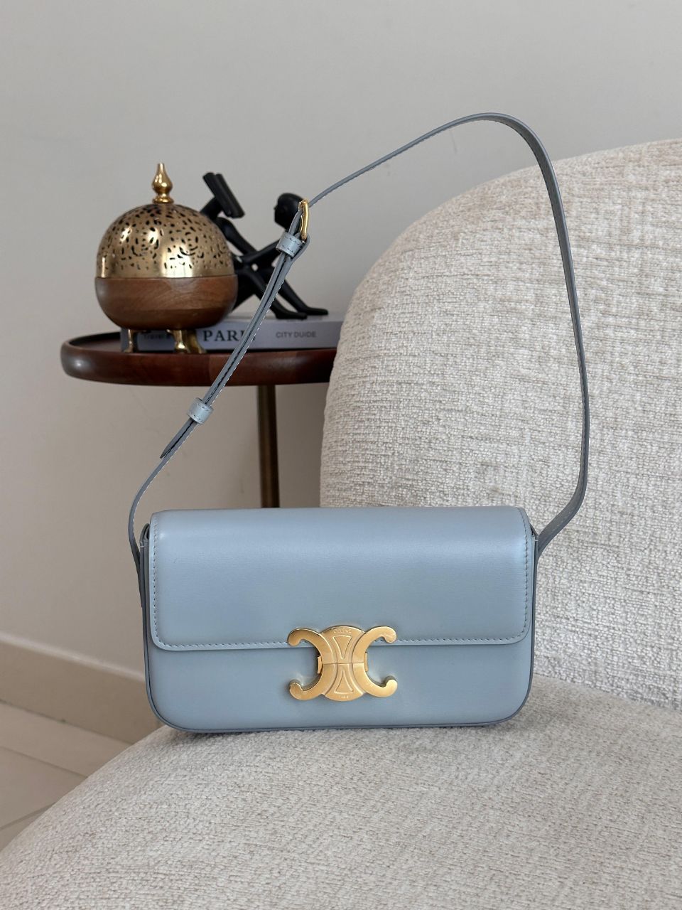 Celine Triomphe Mini Shoulder Bag with Leather Strap