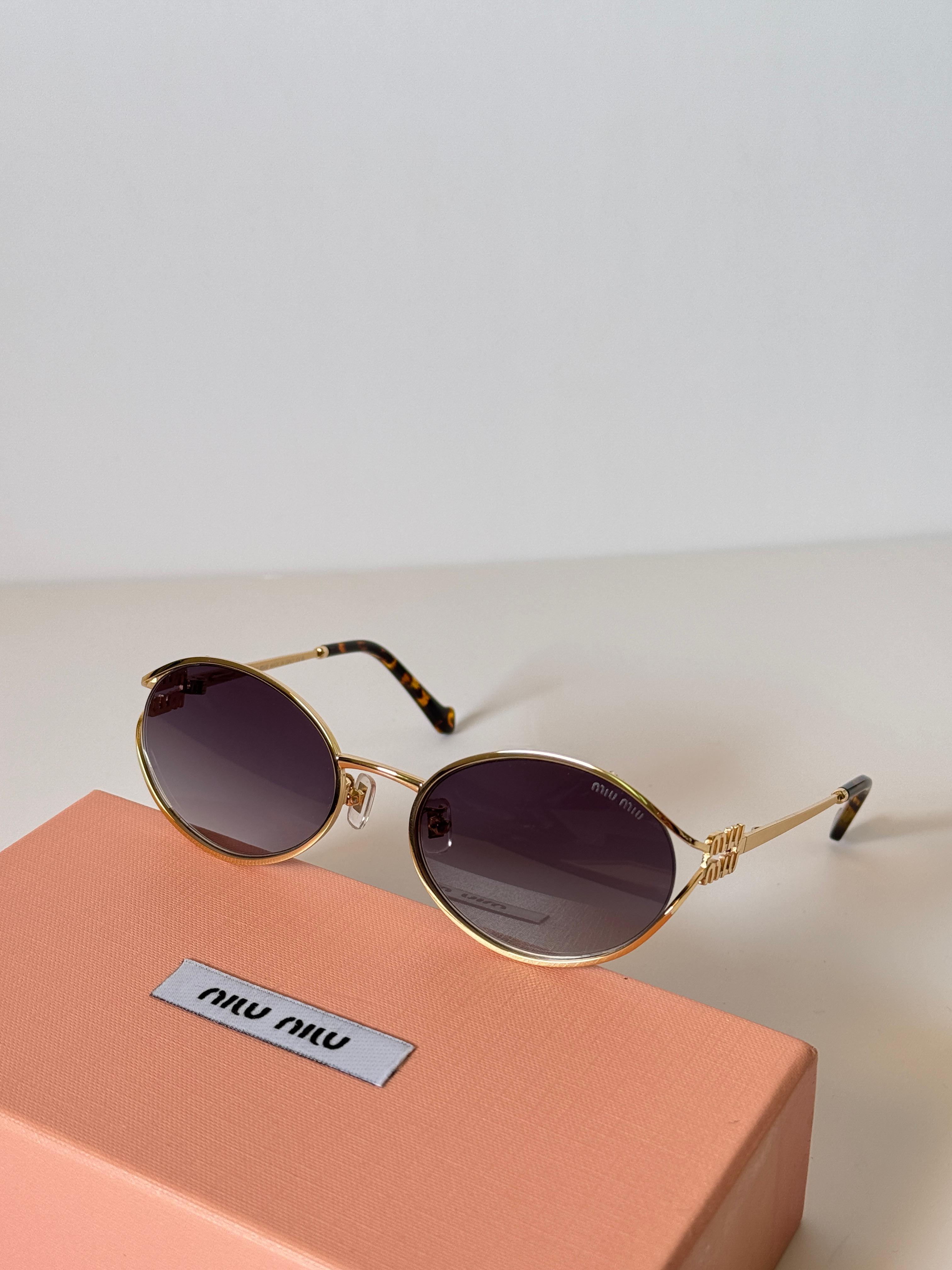 Miu Miu Oval Metal Gradient Sunglasses