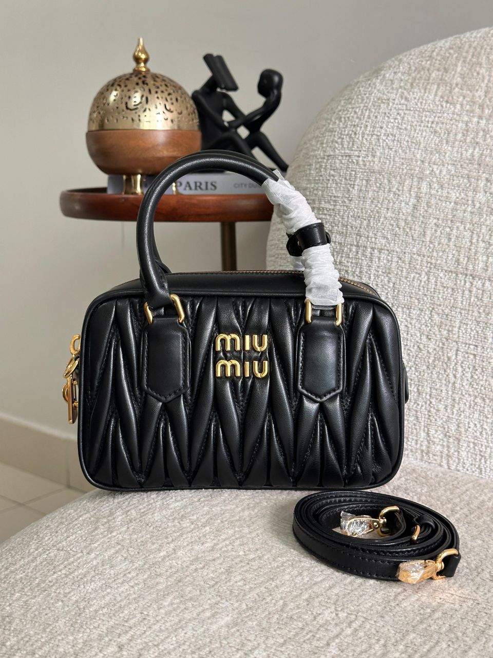 Miu Miu Arcadie Mini Matelassé Leather Handbag – Top Handle & Shoulder