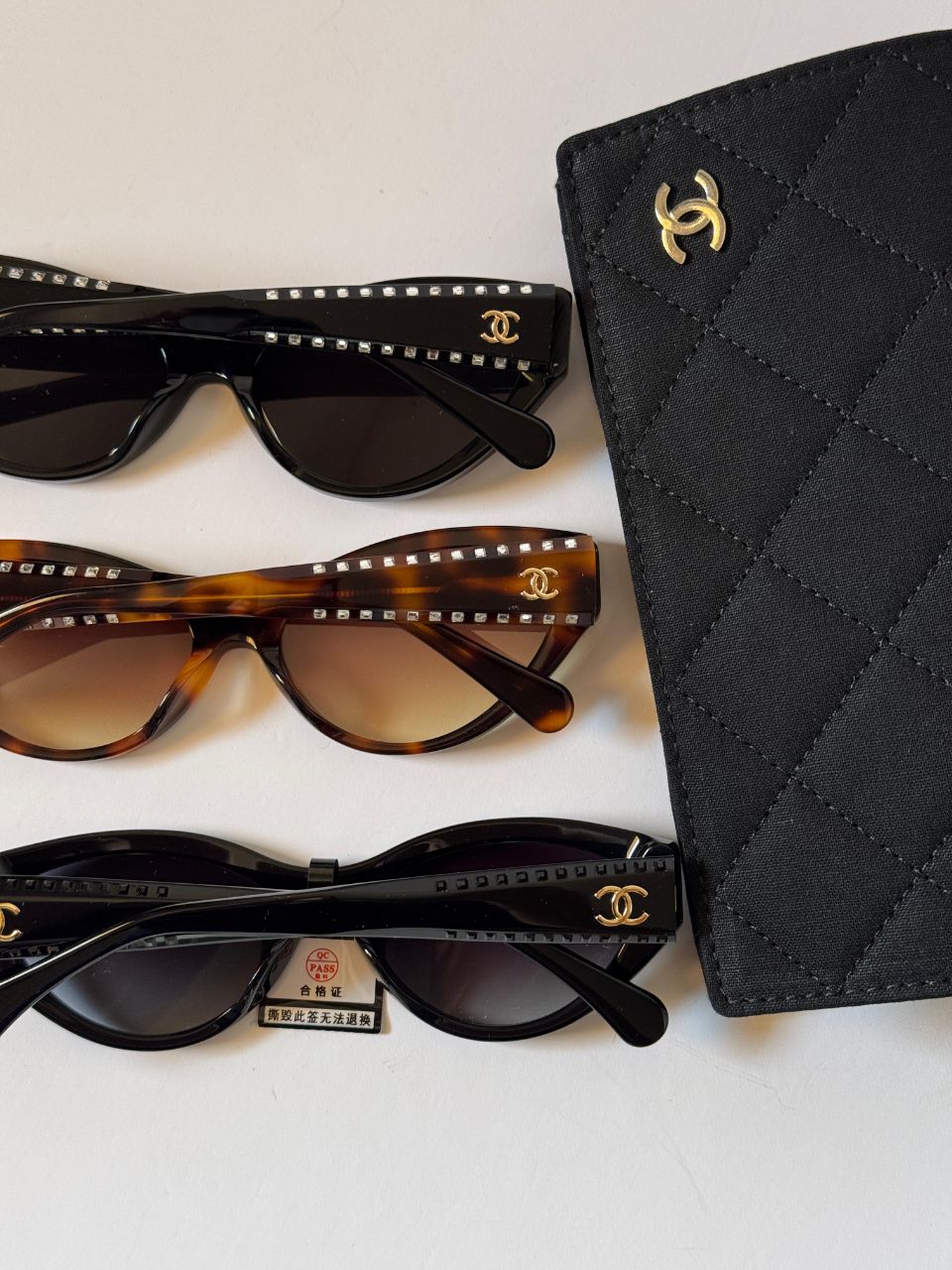 Chanel Cat-Eye Sunglasses with Studded CC Logo Temple