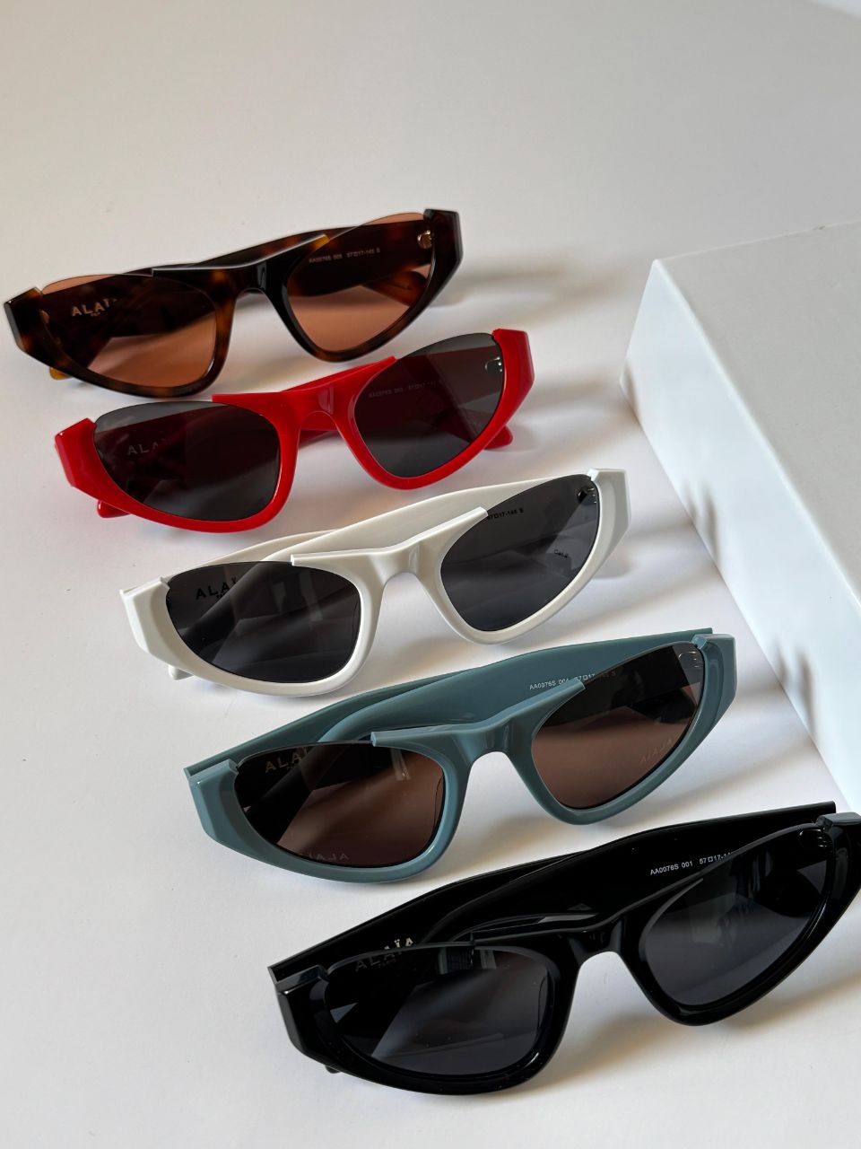 Alaia Sculpted Angular Sunglasses with Bold Acetate Frame