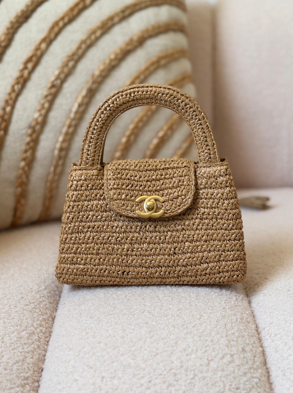 Chanel Mini Top Handle Raffia Flap Bag – New Season