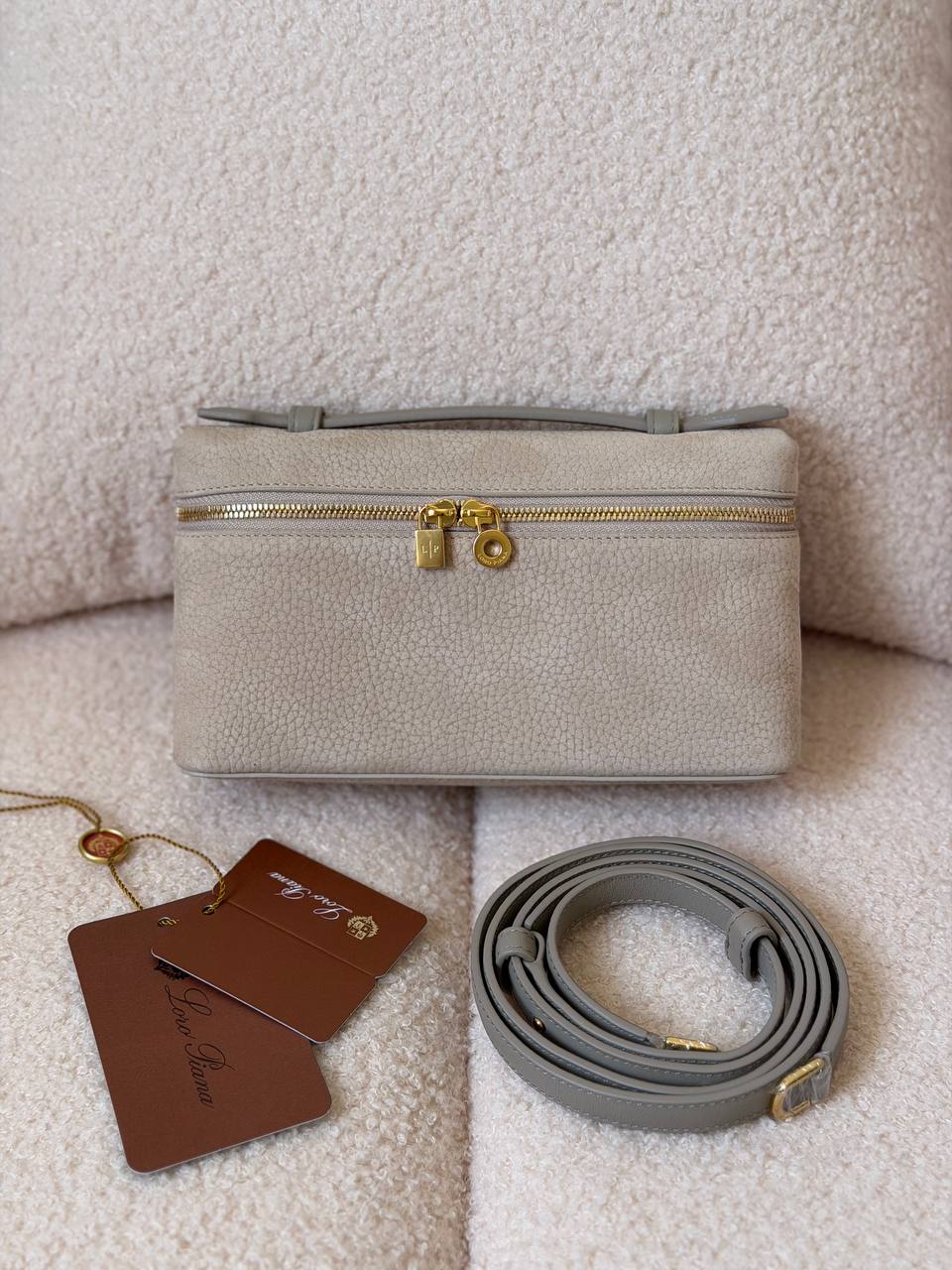 Loro Piana Extra Pocket L19 Suede Calfskin Pouch Bag