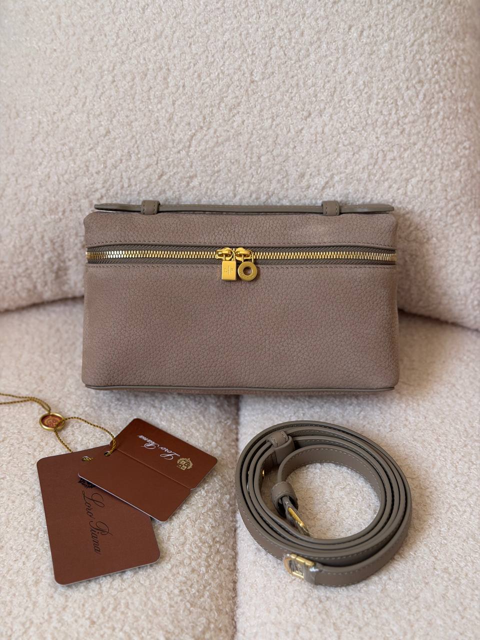 Loro Piana Extra Pocket L19 Suede Calfskin Pouch Bag