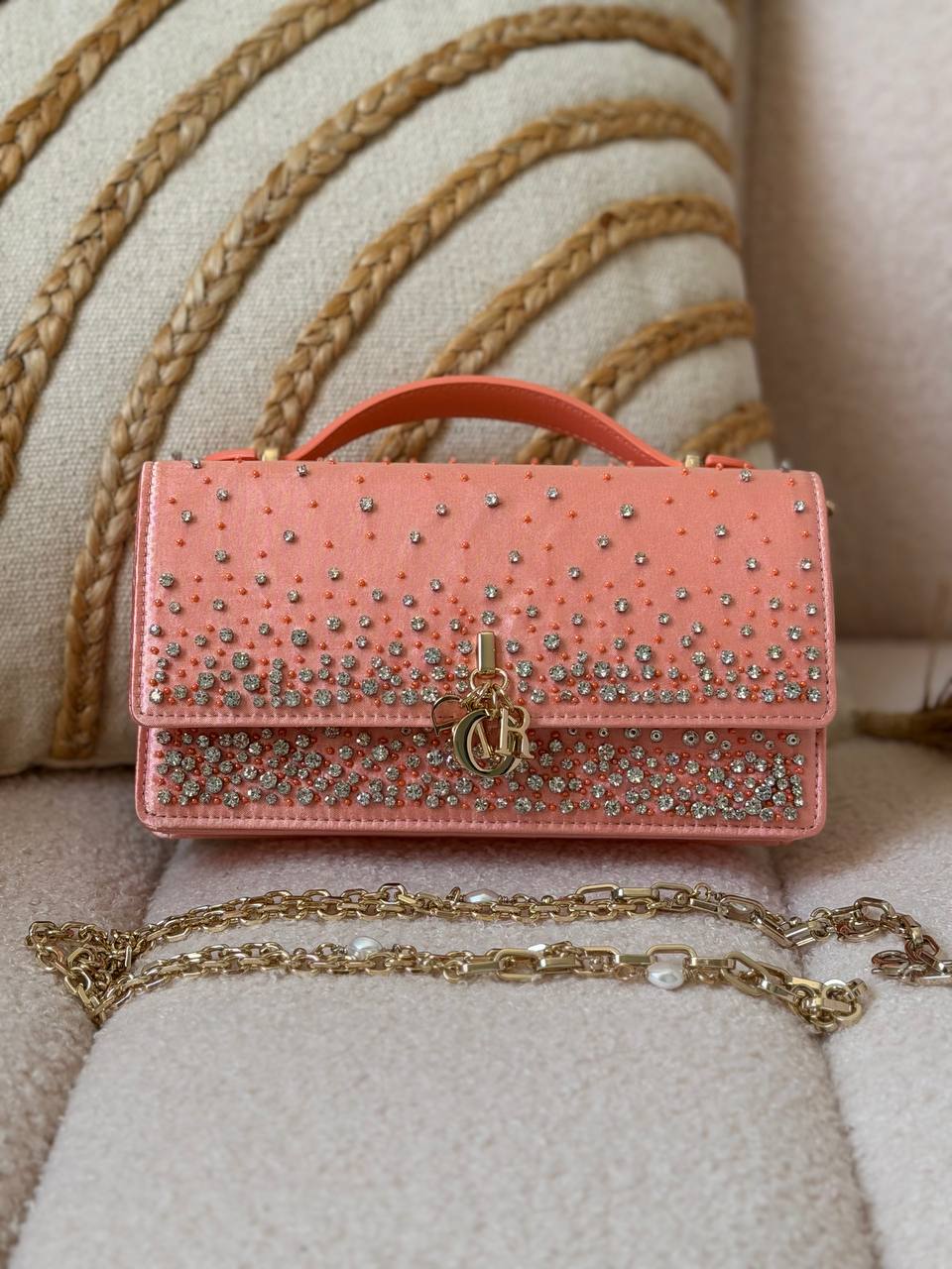 Dior Or My Dior Mini Bag Royal Pink Microbead Cannage Motif